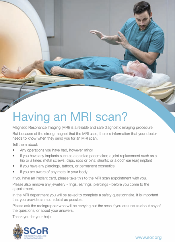 Patient safety leaflet: Having an MRI scan?