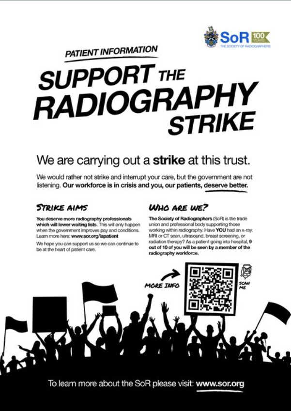 Patient Information: Support the Radiography Strike [A4 - B&W]