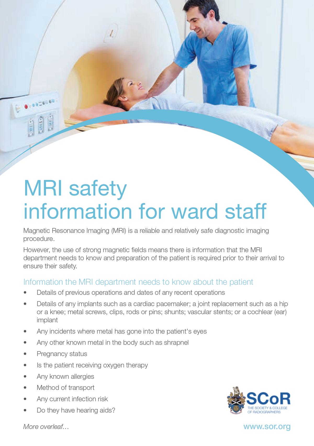MRI safety information for ward staff | SoR