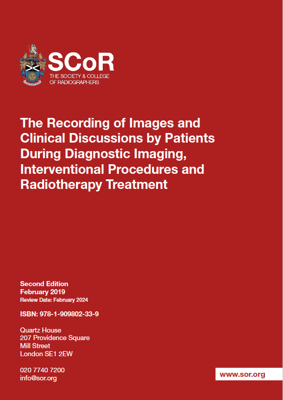 The recording of images and clinical discussions by patients during diagnostic imaging, interventional procedures and radiotherapy treatments. Second edition.