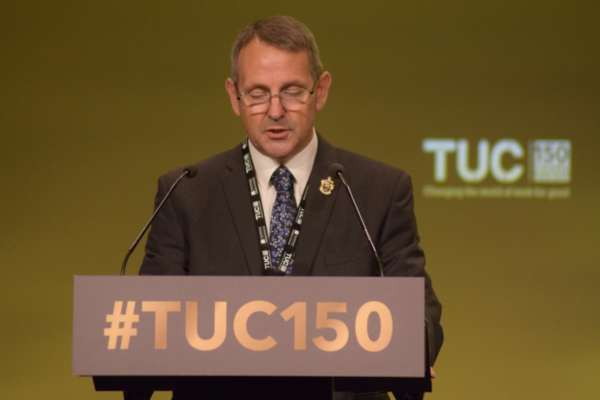 Chris speaking at the TUC Congress in 2018
