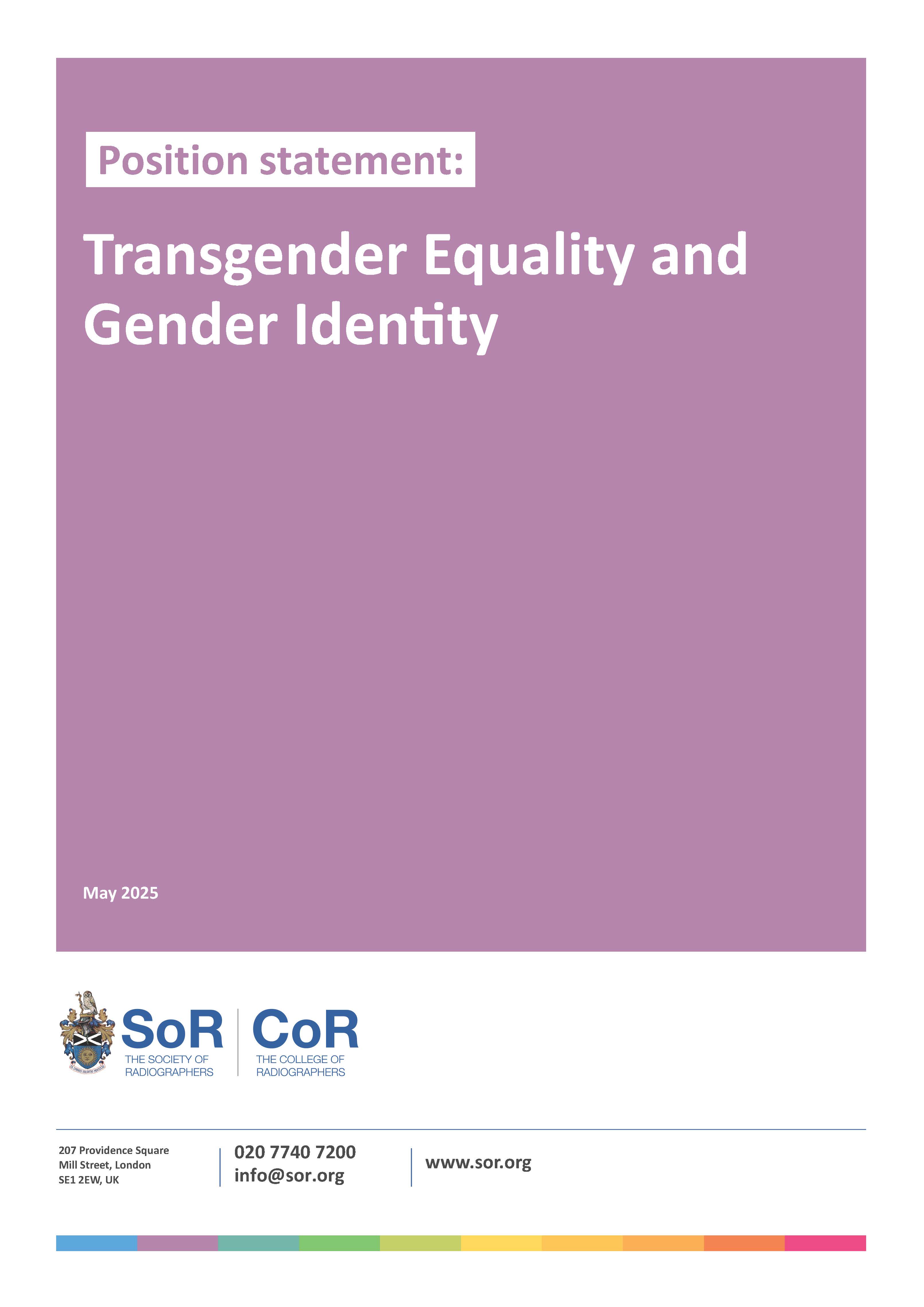Position statement: Transgender equality and gender identity