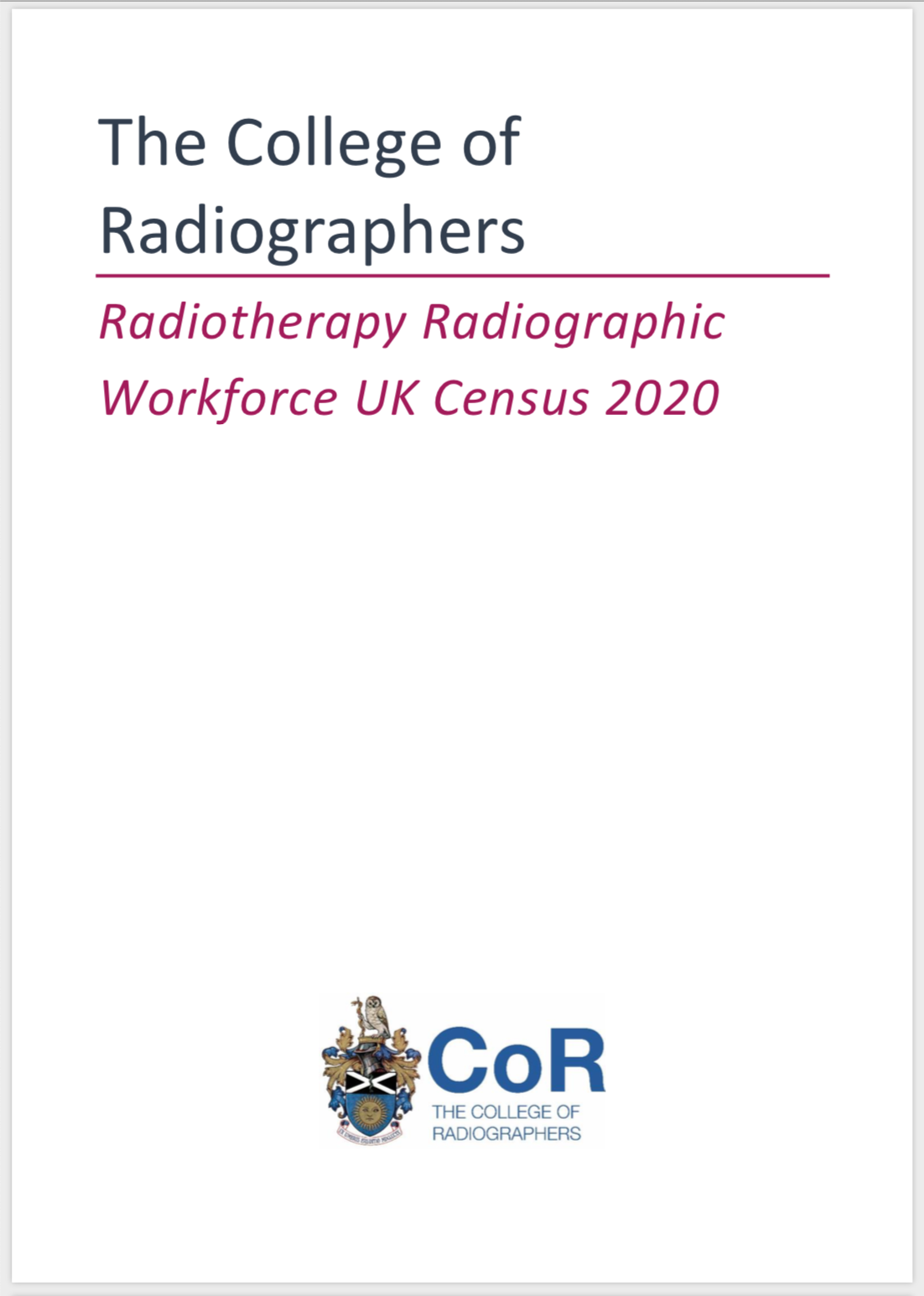 Radiotherapy Radiographic Workforce UK Census 2020