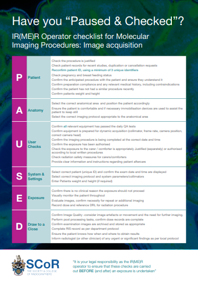 Have you Paused & Checked? Molecular Imaging (MI) procedures: Image acquisition