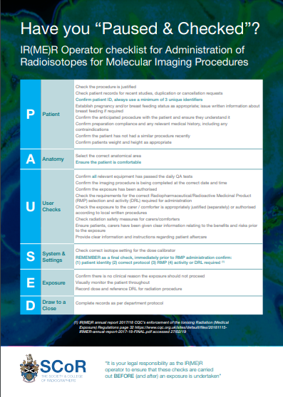 Have you Paused & Checked? Checklist for Administration of Radioisotopes for Molecular Imaging Procedures
