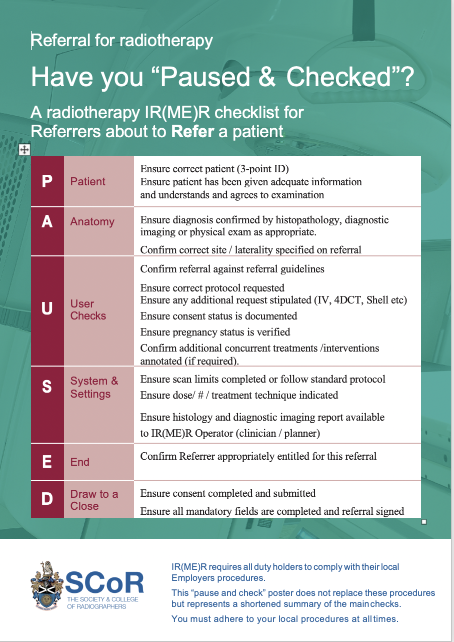 Have you paused and checked? Radiotherapy posters